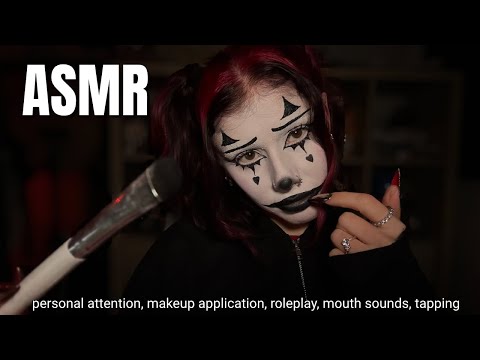 ASMR doing your Halloween makeup | personal attention, mouth sounds, tapping 🎃