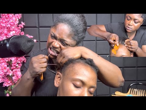 ASMR soft whisper baby knot loosening with hair, hair parting,hair making,hair brushing 