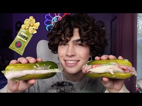 ASMR- Jimmy John's Pickle Sandwich Mukbang 🥒