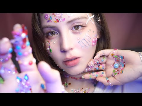 ASMR 眠りのための宝石スクラッチング💎🌈タッピング|マウスサウンド|ハンドムーブメント