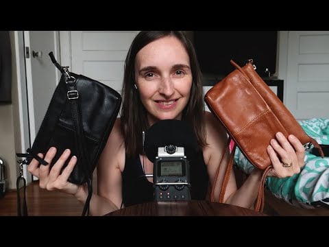 What's in My New Leather Purse + Second Purse ~ ASMR Up Close Whispers
