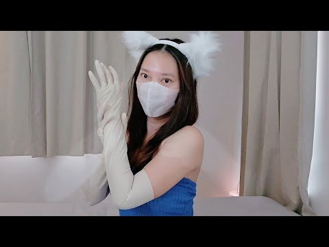 ASMR Latex Gloves Extra Long Cover Elbow 💙 - RAINIE ASMR