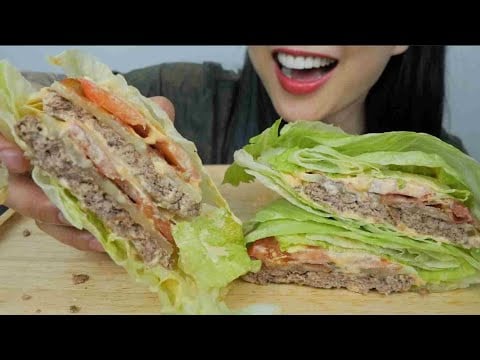 BEYOND MEAT LETTUCE BURGER (ASMR EATING SOUNDS) LIGHT WHISPERS | SAS-ASMR