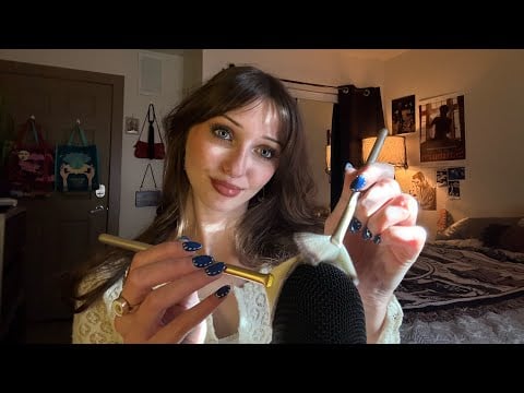 ASMR Nail Tapping & Mic Scratching + Mic Brushing & Face Brushing 
