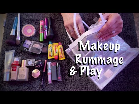 ASMR Request/Makeup rummage (No talking) Heavy plastic makeup bag (Whispered version tomorrow)