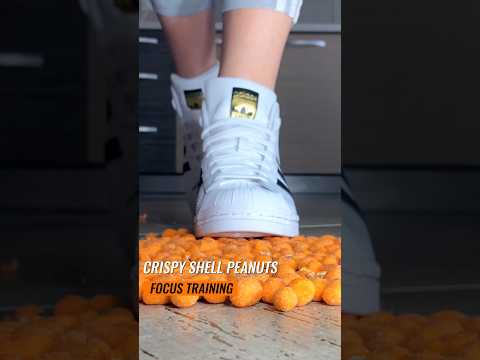 Pea vs. Crispy Shell Peanuts! Adidas Superstar Crushing Food! Oddly Satisfying! ASMR