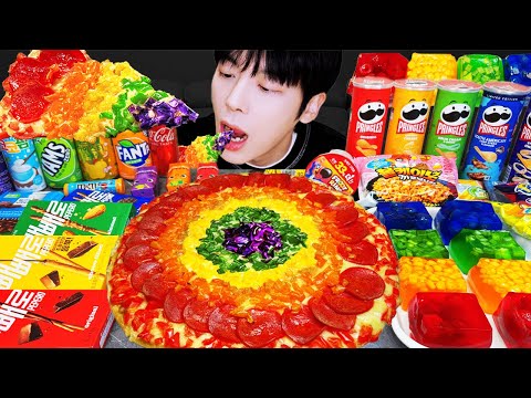ASMR MUKBANG | 직접 만든 갤럭시 꿀젤리 레인보우 디저트 아이스크림 먹방 & 레시피 DESSERT GALAXY HONEY JELLY CANDY