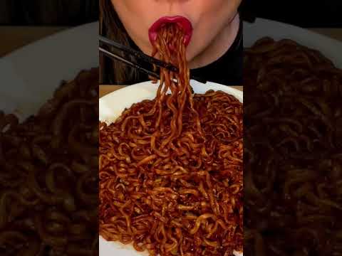 Spicy Black Bean Noodles #shorts #asmr #asmreating  #youtubers #spicynoodles
