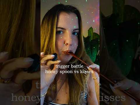 honey spoon vs kissesssss which wins?? 😘🍯 #asmr #kiss #mouthsounds