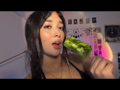 ASMR Eating a Matcha Boba Popsicle (Chewy Boba, Creamy, Satisfying Mouth Sounds) 