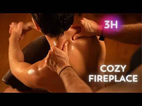 Deep Sleep Neck & Back Massage ASMR With Fireplace Crackling Sounds