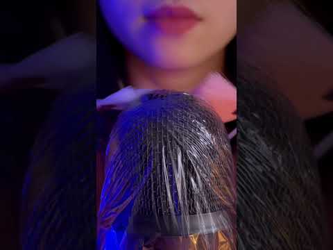 ASMR Mic brushing Plastic wrap