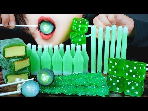 ASMR GREEN FOOD *NIK-L-NIPS WAX BOTTLES CANDY DRINKS,ROCK CANDY,DICE LOLLIPOP,EARTH LOLLIPOP,MOCHI