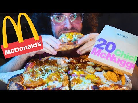 MCDONALDS CHICKEN NUGGET PIZZA !!! *DIPPING SAUCE TOPPINGS* ASMR NO TALKING | NOMNOMSAMMIEBOY