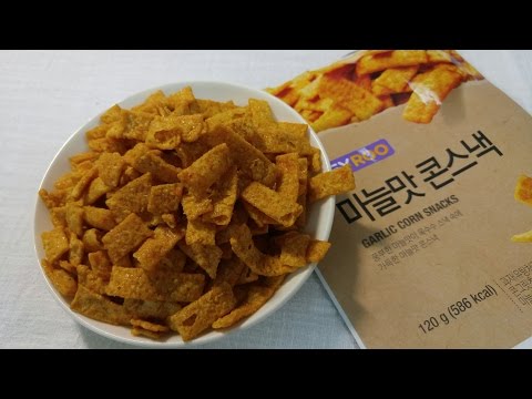 ASMR: Garlic Corn Snacks 콘스낵 마늘맛 이팅사운드 긁기 강한 과자소리 Hard Eating Tapping Sounds Mukbang No Talk