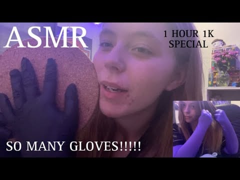 ASMR 1 hour of glove sounds for 1k subscribers!!! 1k special :) (lots of gloves)