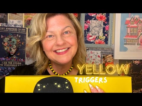 ASMR | Yellow Tingly Triggers | Cardboard,  Measuring, Drawing,  Crinkles, Tapping with Long Nails ✨