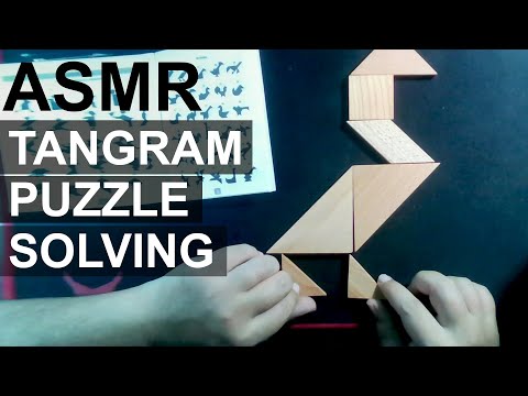 [ASMR] Whispering TANGRAM puzzle solving for relaxation with wooden pieces and brain melting tingles