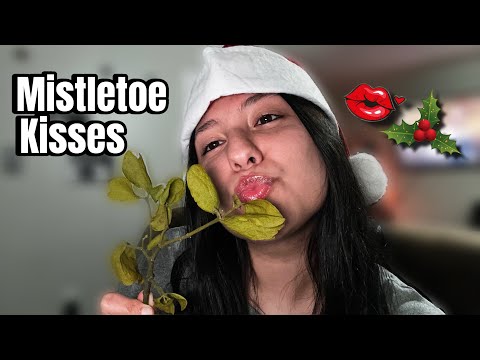 ASMR- Mistletoe kisses from your girlfriend (Roleplay) Upclose kisses