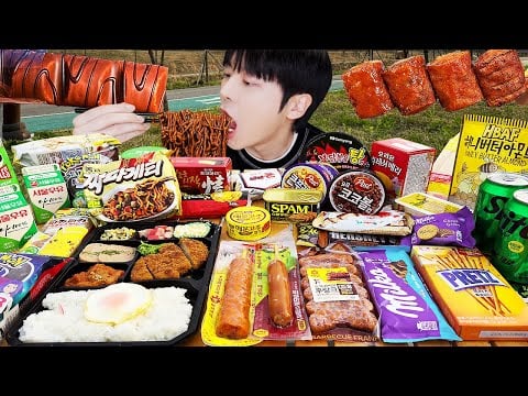 ASMR MUKBANG | 편의점 직접 만든 불닭볶음면 짜파게티 김밥 디저트 먹방 & 레시피 FIRE NOODLES HOTDOG EATING