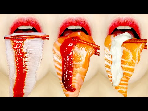 ASMR Raw FLAT FISH & SALMON Sashimi 광어 & 연어 + 소스 먹방 Eating Sounds Mukbang