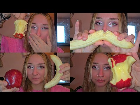 I like to eat eat eat apples and bananas// mouth sounds asmr 