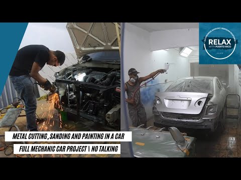 [ASMR] Metal Cutting, Sanding and Painting in a Car | Full Mechanic Car Project
