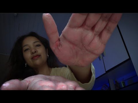 ASMR Drenagem linfática corporal completa com creme de rosas 🌹 calmante, chá, trança no cabelo, óleo