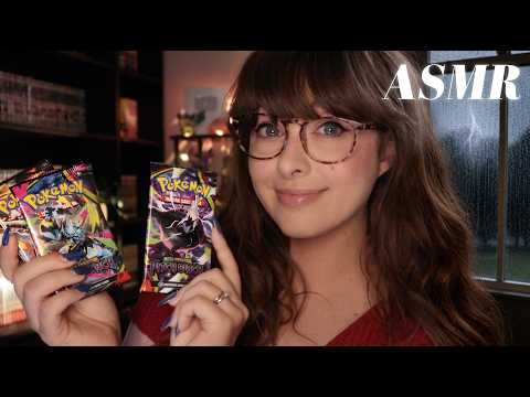 ASMR ⛈️ Opening Pokémon Pitch Black Packs during a Thunderstorm 🌧️ Whispers, Tapping & Crinkles