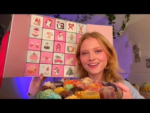 ASMR ~ OPENING + EATING AN EDIBLE CRYSTAL ADVENT CALENDAR 🔮🍬🎀⭐️(crunchy eating sounds)