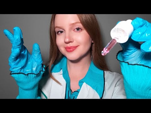 ASMR Face Touching in Gloves. Unintelligible Whispers. 1 Hour