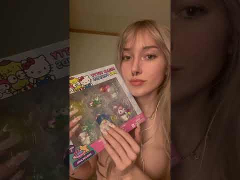 Tapping on a Hello Kitty box with long nails #asmr #relax #tingles #hellokitty  #tapping #shorts