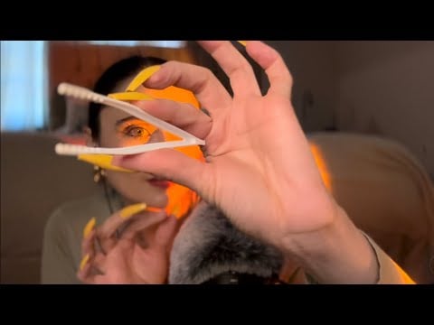 ASMR Long Nail Tapping, Plucking, Rubbing & Whispers ✨ Random Triggers for Tingles