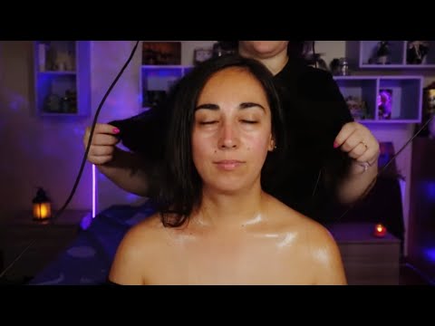 ASMR~Light touch and massage with a friend (whispering and soft spoken)