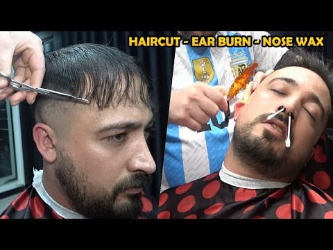 SCISSOR SOUNDS CAUSE SLEEP TINGLE  💈 ASMR BARBER HAIRCUT💈 EAR BURN 💈 NOSE WAX 💈 HAIR WASH