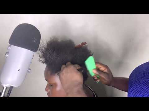 asmr✨ hairplay, cornrow braiding practical on sister with gum cracking sound