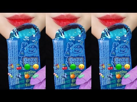 VERTICAL MUKBANG OOZE TUBE LIQUID CANDY, CRUNCH MARSHMALLOW, WAX CANDY HONEY JELLY ASMR 🍒