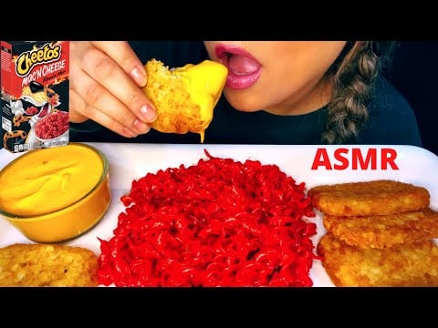 ASMR HOT CHEETOS MAC & CHEESE + HASH BROWNS MUKBANG | EATING SOUNDS