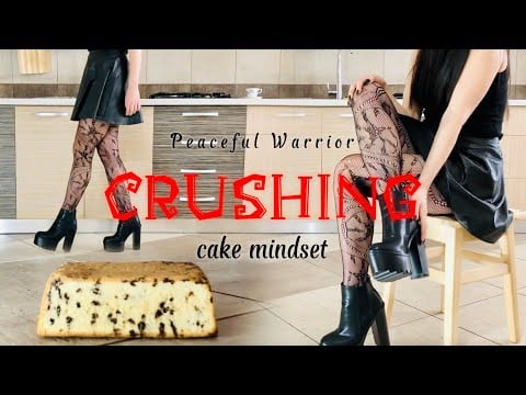 Ankle Boots Crushing Food: Pea vs. Cake! Oddly Satisfying! ASMR