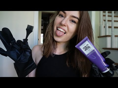 ASMR Dyeing your hair purple