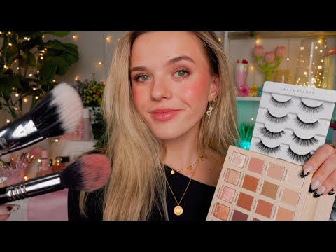 ASMR Big Sis Does Your Glam Makeup For A Party 🌸🐬 (+layered sounds)