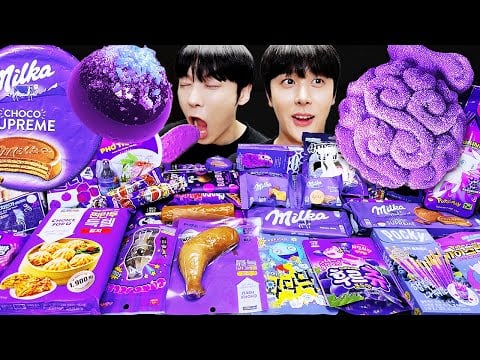 ASMR MUKBANG | 직접 만든 갤럭시 꿀젤리 퍼플 디저트 아이스크림 먹방 & 레시피 DESSERT GALAXY HONEY JELLY CANDY