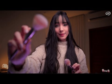 ASMR [no talk] ♡ pincelando seu rosto de forma suave até você cair no sono 🧸  REALISTIC BRUSH | 4K 