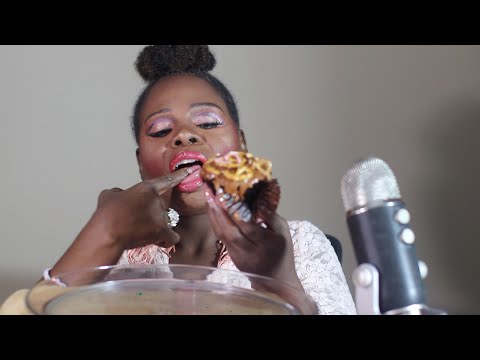 Caramel Pretzel Cupcake 👄💦 ASMR Eating Sounds