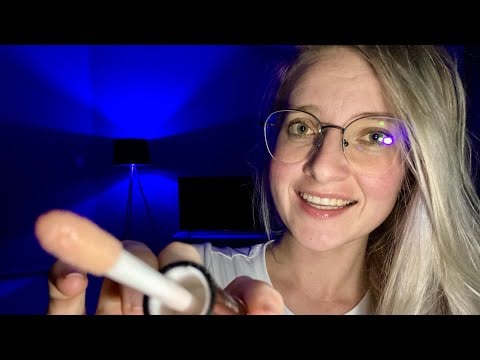 ASMR lipgloss application with mouth sounds 💙 #asmrlipgloss #asmrmouthsounds 