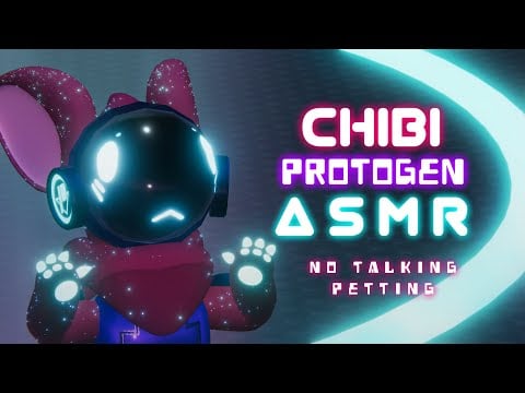 [Furry ASMR] Micro Chibi Protogen gives you pets and nuzzles~💜 [No talking] [Brush sounds]