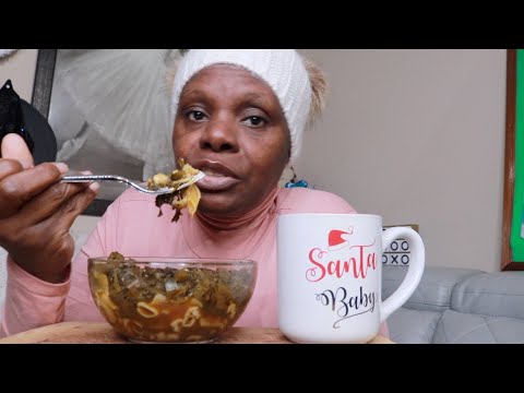 KALE NOODLE SOUP ASMR EATING SOUNDS