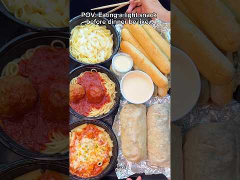 Eating huge burritos dunked in queso with Olive Garden #food #eating #mukbang #burrito #pasta