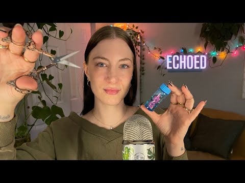 ASMR 👄 Echoed Mouth Sounds, Visual Triggers | Mini & Hand Movements