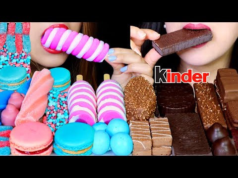 ASMR COTTON CANDY ICE CREAM POP, MACARON, GUMMY CANDY, NERDS ROPE, KINDER, DARK CHOCOLATE, WAFERS 먹방